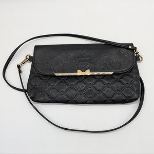Vintage Playboy Bunny Black Gold Floral Embossed Leather Concert Clutch Purse